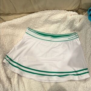 Sporty & Rich White and Green Skater Mini Skorts